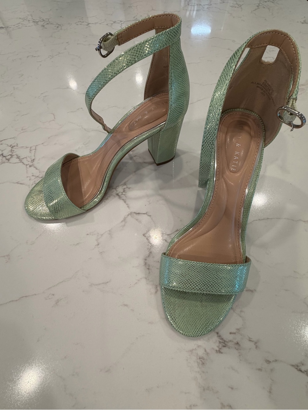 Kelly & Katie Mint Green Block Heel Sandals